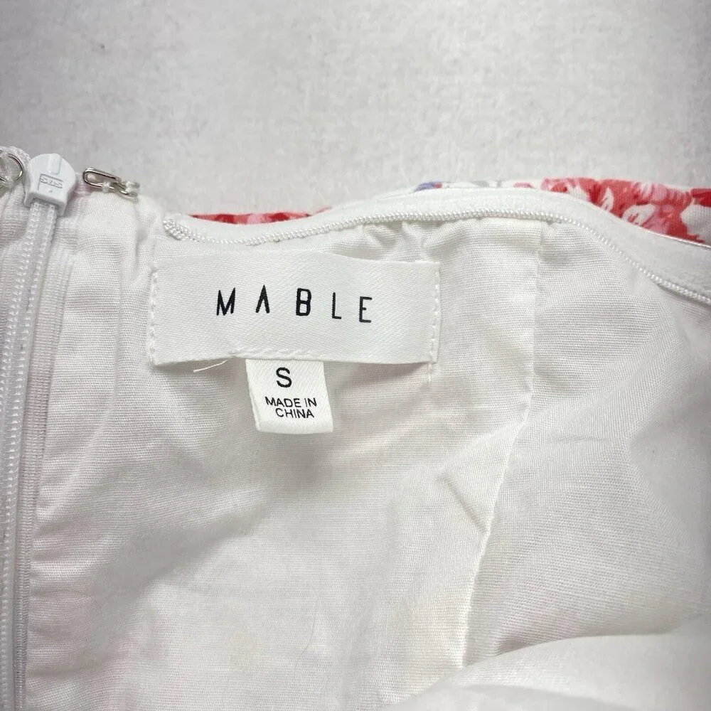 MABLE Women Midi Corset Dress Sz S White Bodycon Tube Floral Straight Across